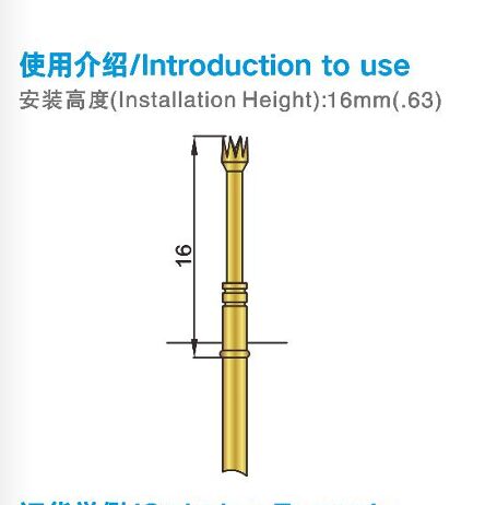 Sonde di prova a molla in acciaio inossidabile a dimensioni personalizzate con pompaggio BeCu/SK4 per applicazioni ICT