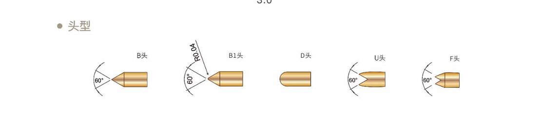Probe di prova a molla placcata in oro con corrente nominale 2A e dimensioni personalizzate per test di precisione
