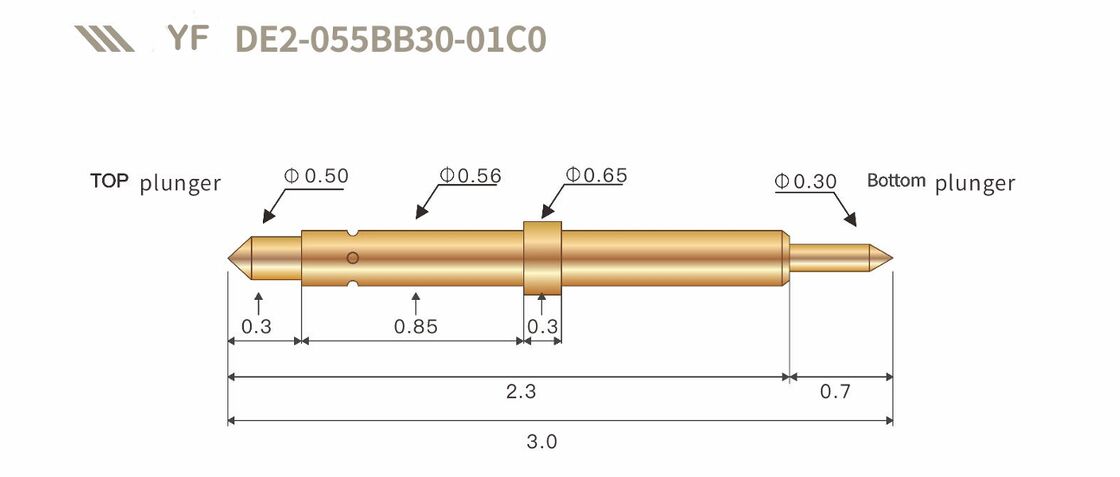 Sonde di prova a molla a doppia testa ad alta frequenza placcata in oro per la prova IC YF DE2-055BB30-01C0